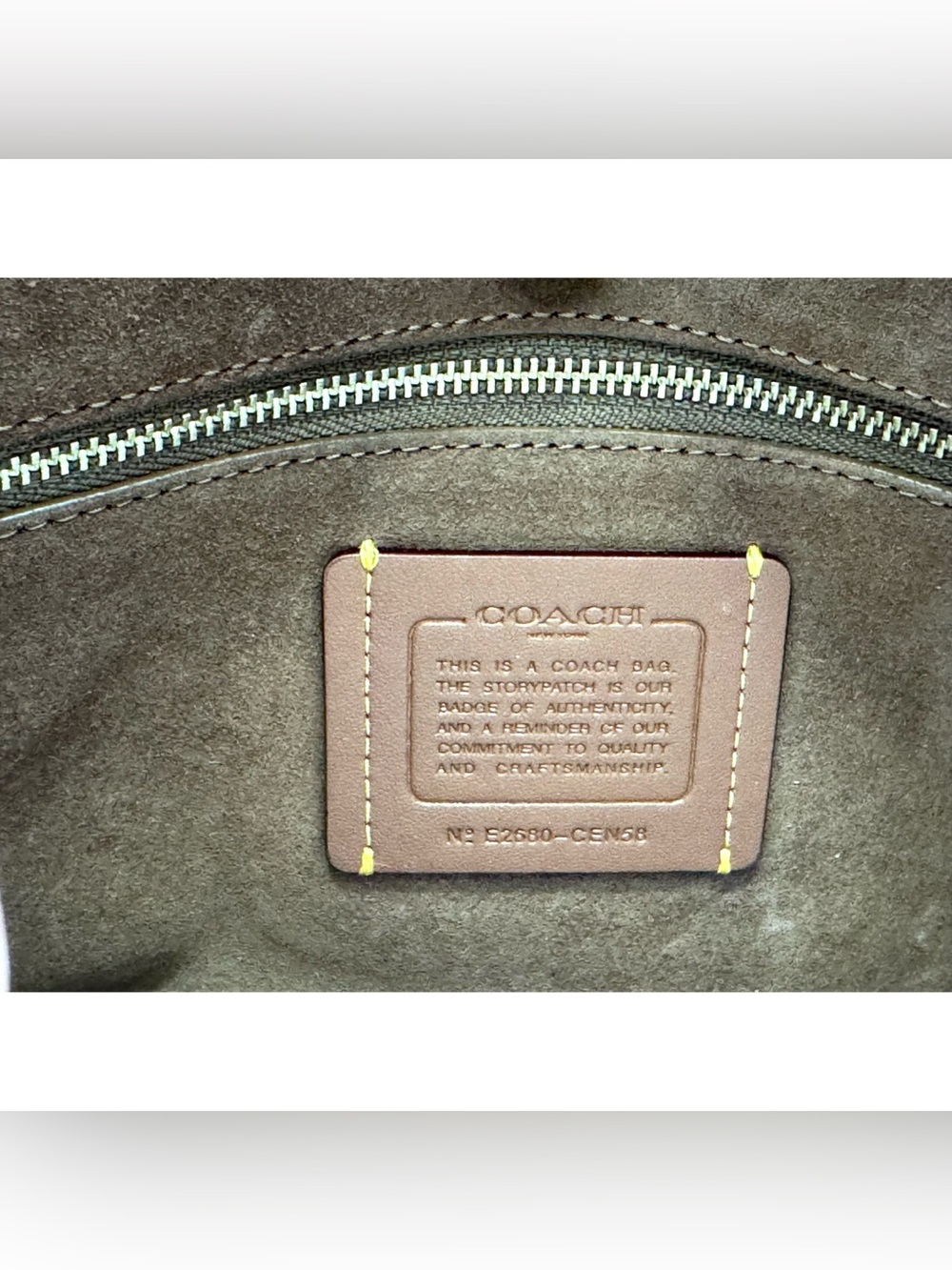 COACH Chelsea Shoulder Bag 30 In Loved Leather, BRASS/BROWN - Picture 7 of 9